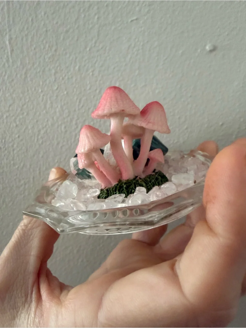 Pink Mushroom Crystal Garden Decorative Accent